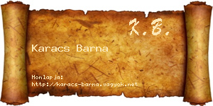 Karacs Barna névjegykártya