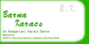 barna karacs business card